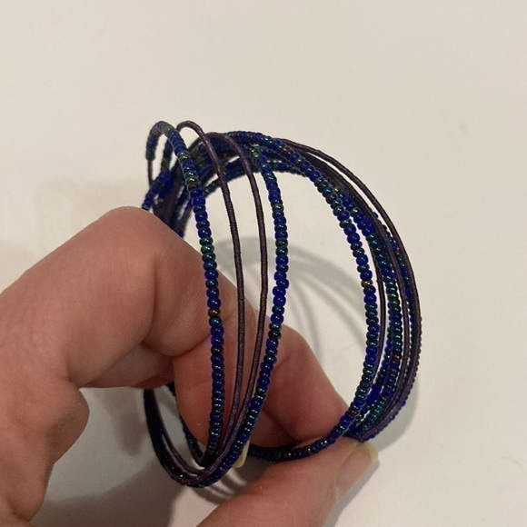 Three 3 Blue Boho Bangle bracelets​​​​​​​ - Picture 4 of 8